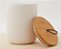 Potiche Decorativo de Cerâmica c/ Tampa Bambu C/ Pegador de Corda Lines Branco  10x10x15cm- Lyor - Imagem 2