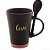 Caneca Cerâmica C/ Colher Love Preto Matt/Rosa 310ml - Imagem 1