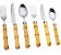 Faqueiro 42 Pçs Aço Inox C/ Cabo de Plástico Bambu Natural Luxo - Bon Gourmet - Imagem 2