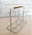 Porta Copos Aramado 19,1x13,6x24cm Com Suporte de Madeira Branco. - Imagem 2