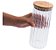 Pote de Vidro Canelado c/ Tampa de Bambu 1100ml - Imagem 2