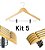 Kit 5 Cabides De Madeira Marfim Natural Com Silicone Antideslizante E Presilhas Metal 44cm - Imagem 1