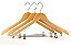 Kit 5 Cabides De Madeira Marfim Natural Com Silicone Antideslizante E Presilhas Metal 44cm - Imagem 4
