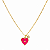 COLAR DOURADO DE ELOS CARTIER COM PINGENTE DE CORAÇÃO ROSA E PEDRINHAS DE ZIRCÔNIAS BRANCAS - Imagem 1