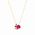 Colar dourado com pingente meia flor com pedra rosa no centro e pétalas coloridas 45+5cm - Imagem 3