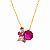 Colar dourado com pingente meia flor com pedra rosa no centro e pétalas coloridas 45+5cm - Imagem 1