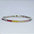 PULSEIRA RÓDIO BRANCO MODELO RIVIERA 3 PONTAS COM PEDRAS DE ZIRCÔNIAS COLORIDAS - Imagem 1