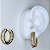 ARGOLA DOURADA OVAL CRAVEJADA COM ZIRCÔNIAS BRANCAS DE UM LADO E O OUTRO DETALHE VAZADO - Imagem 1