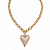 COLAR DOURADO COM ELO PORTUGUES E PINGENTE DE CORAÇÃO TODO CRAVEJADO GRANDE - Imagem 1