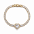 PULSEIRA DOURADA MODELO RIVIERA COM PINGENTE DE ZIRCONIA FORMATO DE CORAÇÃO CRAVEJADO AO REDOR - Imagem 1