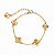 PULSEIRA DOURADA COM 6 TREVOS DOURADOS E PEDRINHA NO MEIO - Imagem 1