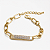 PULSEIRA DOURADA MODELO PLACA MICROCRAVEJADA COM ZIRCÔNIAS BRANCAS -  18CM + 3CM EXTENSOR - Imagem 1