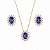 CONJUNTO DOURADO BRINCO E COLAR COM CRISTAL OVAL NA COR AZUL E ZIRCÔNIAS AO REDOR 45+5CM - 10,5MM - Imagem 1