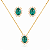CONJUNTO DOURADO BRINCO E COLAR COM CRISTAL OVAL NA COR VERDE E ZIRCÔNIAS AO REDOR 45+5CM - Imagem 1
