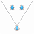 CONJUNTO DE RODIO BRANCO FORMATO DE GOTA COR AZUL E PERDRINHAS AO REDOR - Imagem 1