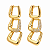 TRIO DOURADO DE ARGOLAS RETANGULARES DA MAIOR PARA MENOR METADE CRAVEJADAS E LISAS - 1,4cm, 1,6cm e 1,8cm - Imagem 1