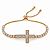 PULSEIRA DOURADA REGULAVEL MODELO RIVIERA COM CRUCIFIXO - Imagem 1