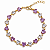 PULSEIRA DOURADA MODELO RIVIERA DE CORAÇÕES ROXO E LILAS 17,5+3,5CM - Imagem 1