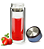 Garrafa de Vidro Parede Dupla para Sublimação com Infusor de chá Inox e Tampa Azul Perola - 300ml - Imagem 1