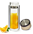 Garrafa de Vidro Parede Dupla para Sublimação com Infusor de chá Inox e Tampa Dourada Pérola - 300ml - Imagem 1