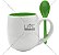 Caneca Branca Belly com colher e Interior Verde Claro - 350ml - Imagem 1