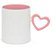 Caneca Branca para Sublimação com Alça e Interior Coração - Rosa - Imagem 1