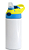 Squeeze de Inox Branco Infantil para Sublimação com Bico Automático Tampa Azul e Amarelo - 300ml - Imagem 1