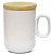 Caneca para Sublimação de Cerâmica Branca Slim com Tampa de Bambu - 350ml - Imagem 1