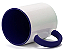 Caneca para Sublimação de Cerâmica Branca com Alça Soft e Interior Azul Escuro - Imagem 2