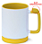 Caneca para Sublimação de Cerâmica Branca com Alça Soft e Base em Silicone com Interior Amarela - Imagem 1