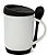 Caneca com Colher, Alça Soft e Tampa Base em Silicone - Preto - Imagem 1