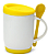 Caneca com Colher, Alça Soft e Tampa Base em Silicone - Amarela - Imagem 1