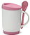 Caneca para Sublimação de Cerâmica Branca com Colher Alça Soft e Tampa Base em Silicone - Rosa - Imagem 1