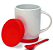 Caneca com Colher, Alça Soft e Tampa Base em Silicone - Vermelha - Imagem 2