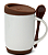 Caneca com Colher, Alça Soft e Tampa Base em Silicone - Marron - Imagem 1