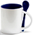 Caneca Reta para Sublimação de Cerâmica Branca com Interior e Colher Azul Escuro - Imagem 1