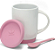 Caneca com Colher, Alça Soft e Tampa Base em Silicone - Rosa - Imagem 2