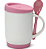 Caneca com Colher, Alça Soft e Tampa Base em Silicone - Rosa - Imagem 1