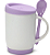 Caneca com Colher, Alça Soft e Tampa Base em Silicone - Lilas - Imagem 1