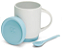 Caneca com Colher, Alça Soft e Tampa Base em Silicone - Azul Cyano - Imagem 2