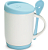 Caneca com Colher, Alça Soft e Tampa Base em Silicone - Azul Cyano - Imagem 1