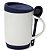 Caneca com Colher, Alça Soft e Tampa Base em Silicone - Azul Escuro - Imagem 1