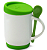Caneca com Colher, Alça Soft e Tampa Base em Silicone - Verde Claro - Imagem 1