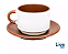 Caneca Petit - Xicara com Pires - 90ml - Interior e Alça Marrom - Sublimação - Imagem 1