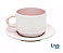 Caneca Petit - Xicara com Pires - 90ml - Interior e Alça Rosa - Sublimação - Imagem 1