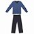 Pijama Masculino Manga Longa Algodão Azul/Azul Marinho Lupo - Imagem 3
