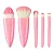 Estojo Kit Maquiagem Com Espelho 5 Pincéis Portátil Viagem Rosa - Imagem 3