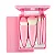 Estojo Kit Maquiagem Com Espelho 5 Pincéis Portátil Viagem Rosa - Imagem 2
