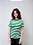 Camiseta de Algodão Sustentável Listras Náuticas Verde - Imagem 1