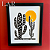 Xilogravura Cactos e Sol 33 x 24 cm _ Bacaro - Imagem 1